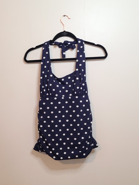 Lands' End Other - Land's End Navy Polka Dot Tied-Halter Feminine Swim Tankini Size 6
